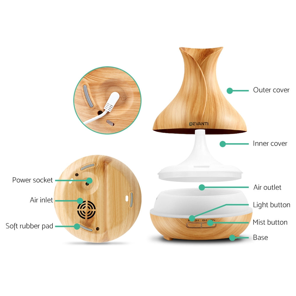 Light Wood 400ml 4-in-1 Aroma Diffuser