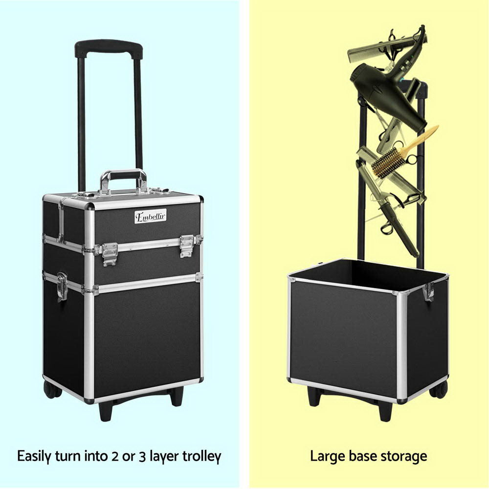 Embellir Beauty Trolley Organiser Case Black