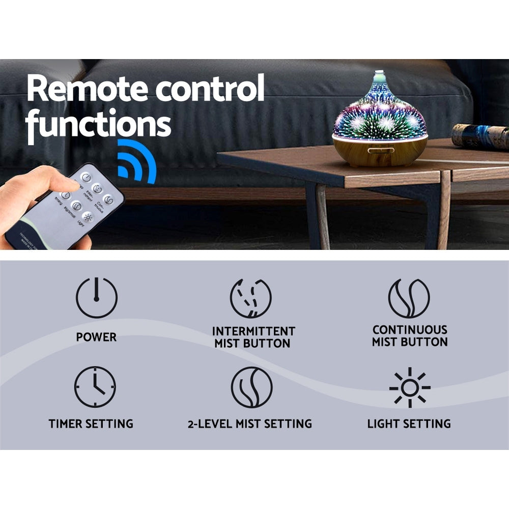 Aroma Diffuser 4-in-1 3D Glass 400ml