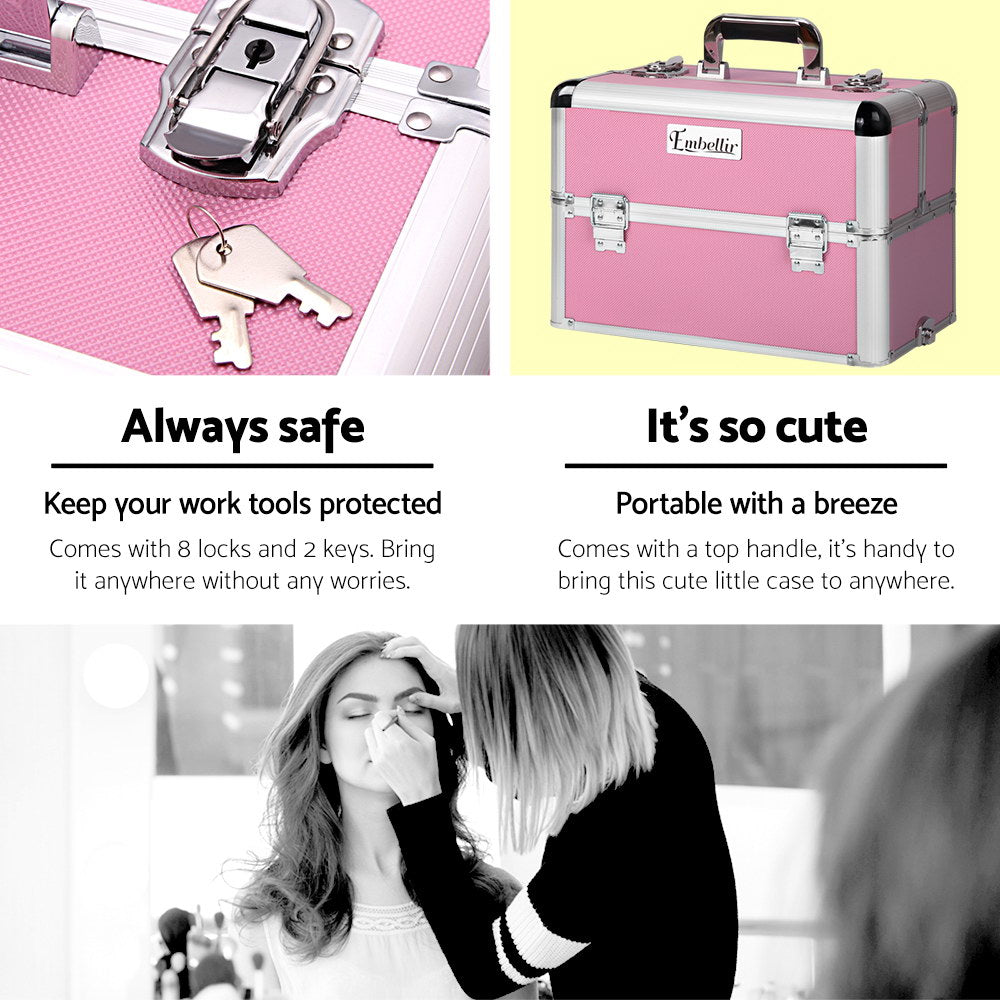 Embellir Beauty Trolley Organiser Case Pink