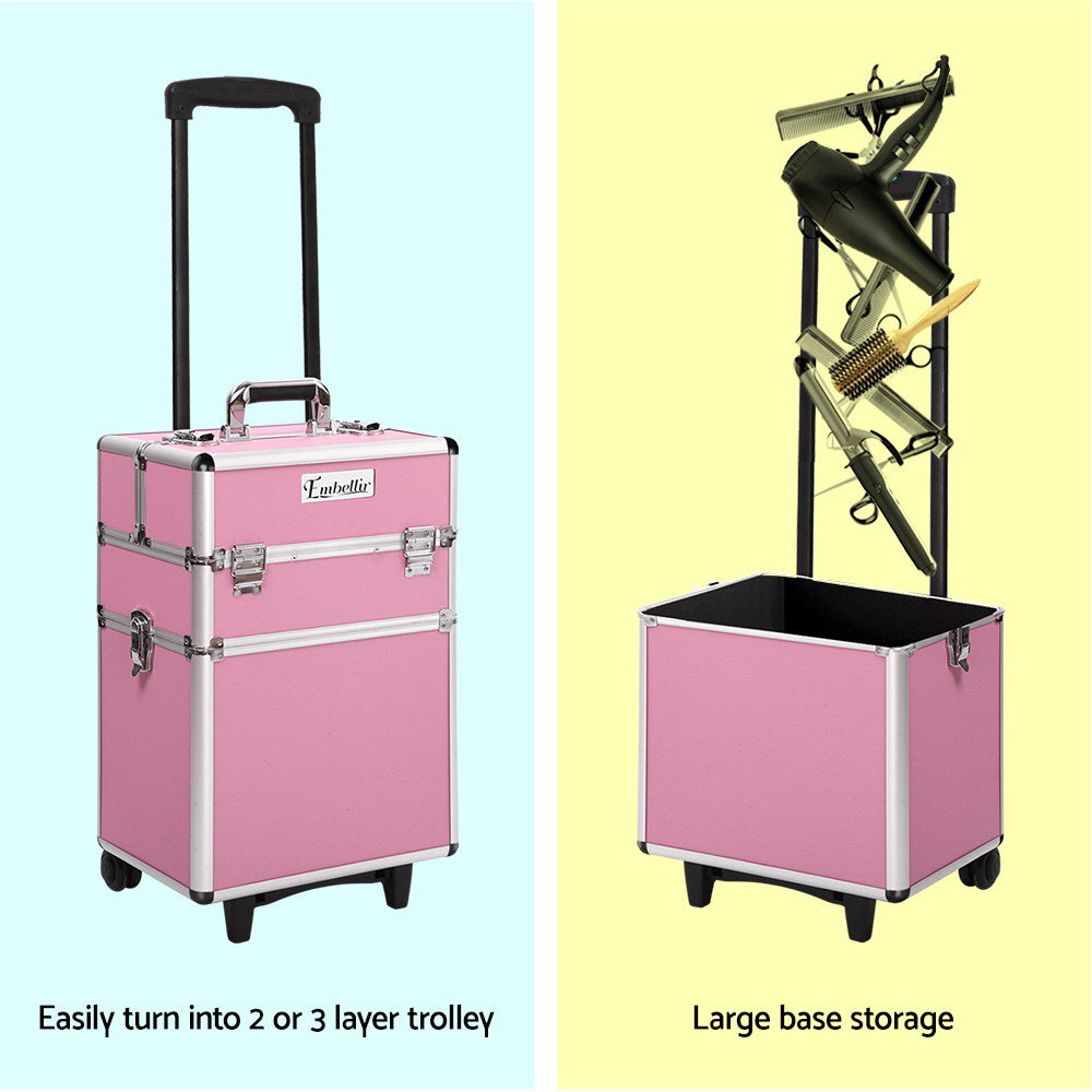 Embellir Beauty Trolley Organiser Case Pink