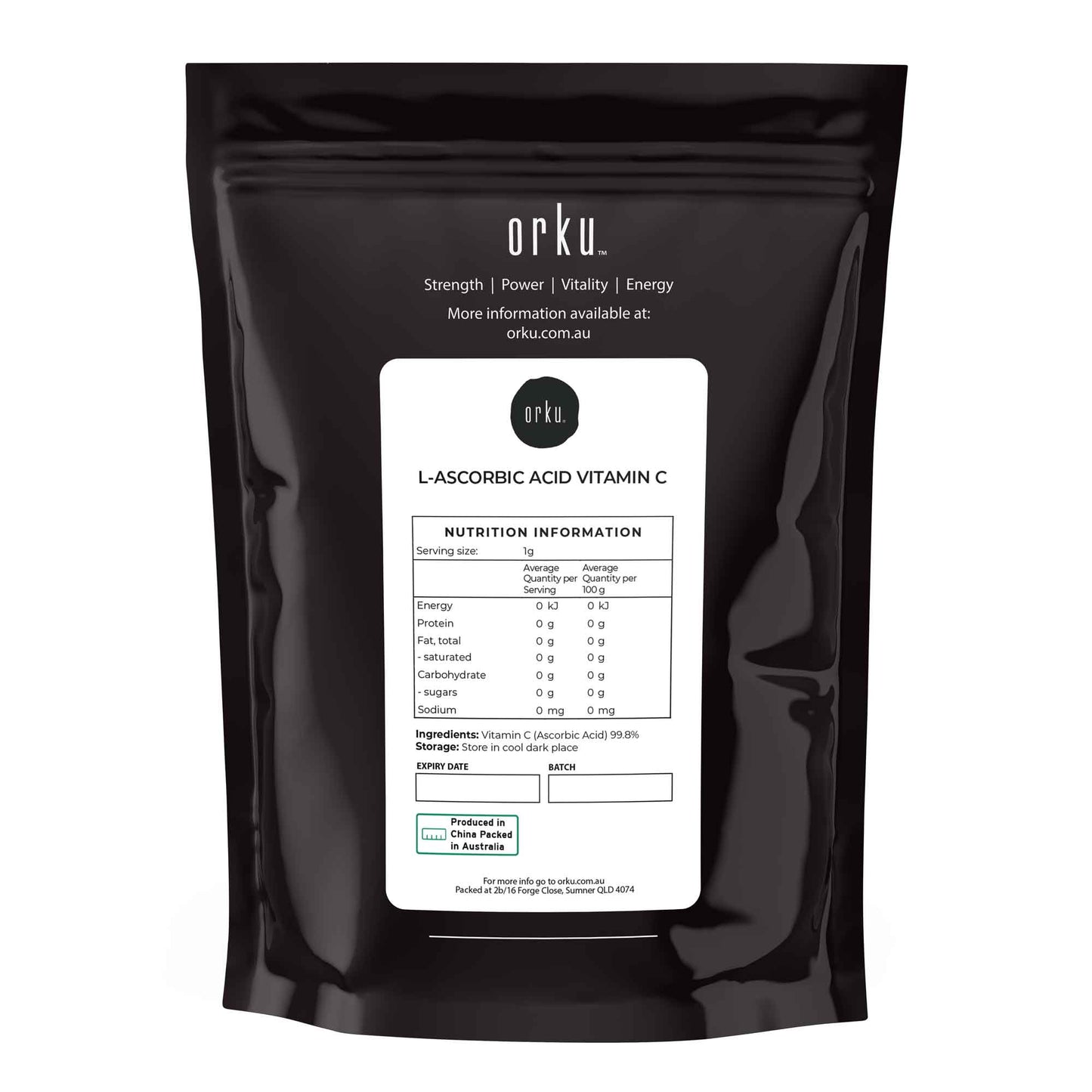 Orku Vitamin C Powder Pure L-Ascorbic Acid - USP Grade Non-GMO 400g