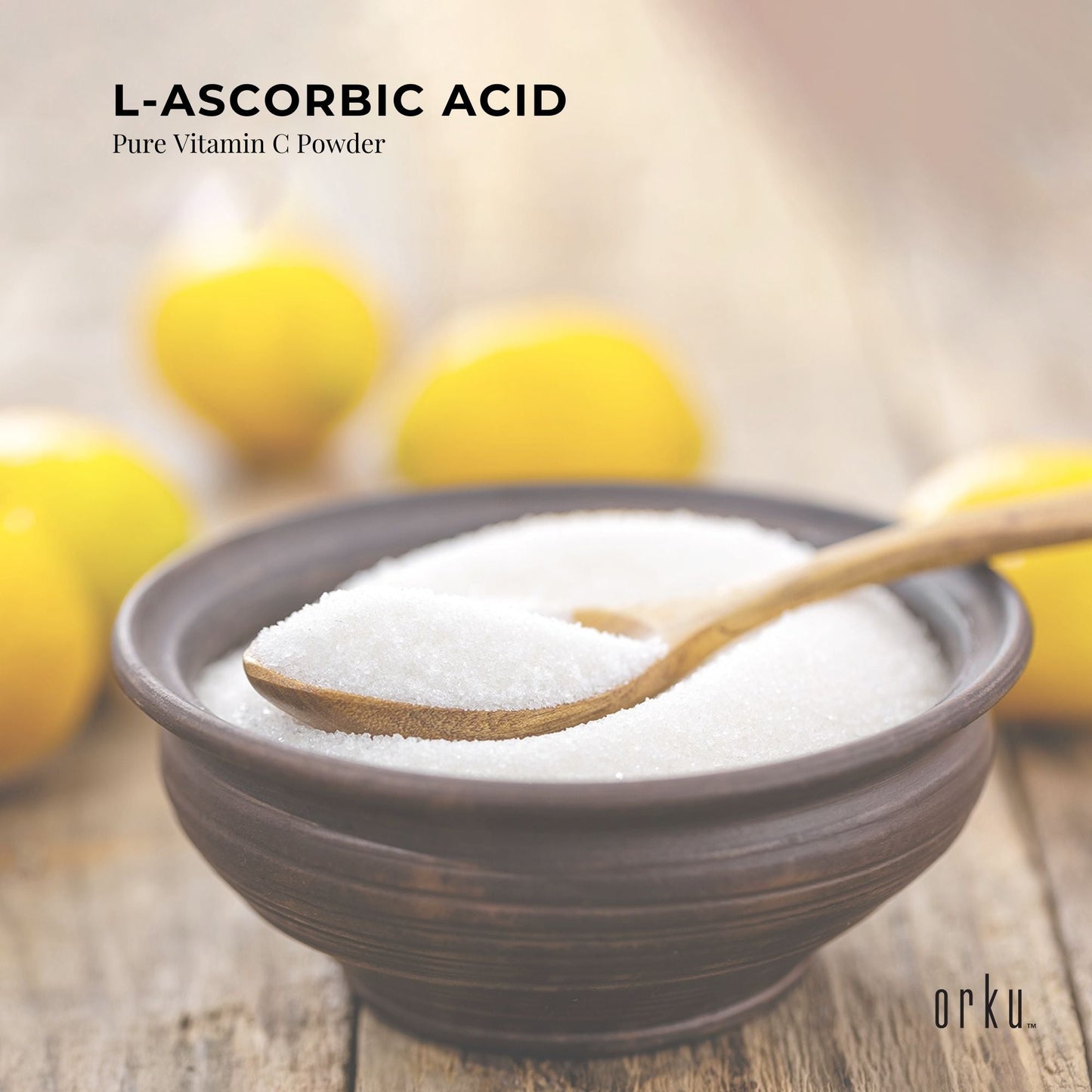 Orku Vitamin C Powder Pure L-Ascorbic Acid - USP Grade Non-GMO 400g
