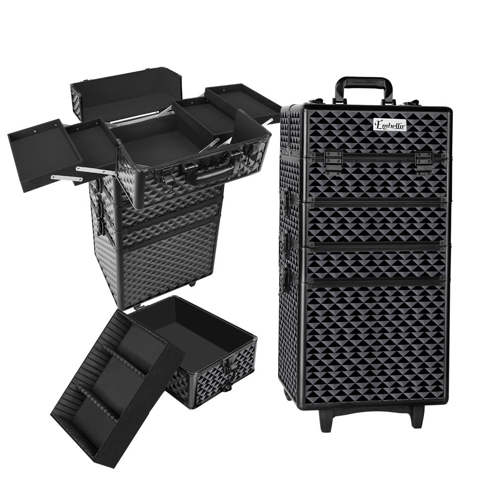 Embellir Beauty Trolley Organiser Case Diamond Black