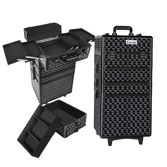 Embellir Beauty Trolley Organiser Case Diamond Black