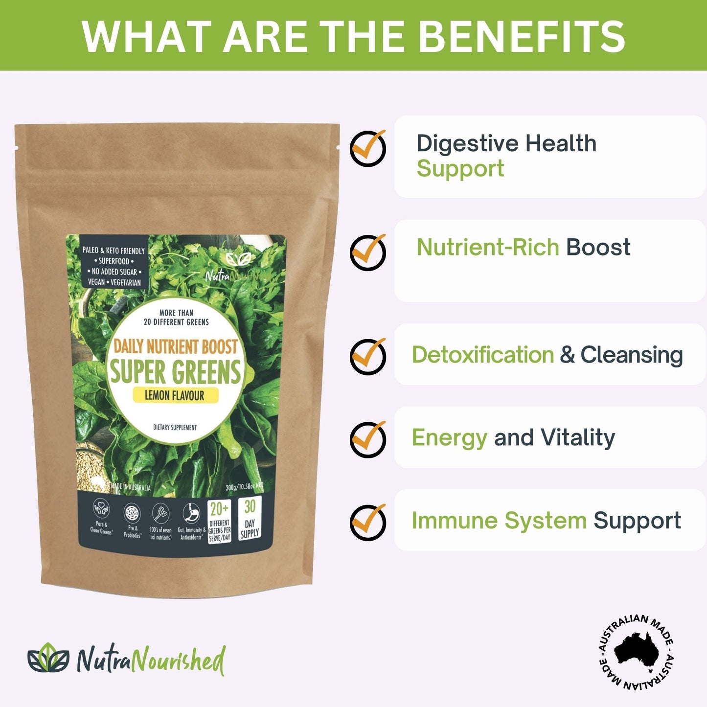Super Greens Powder - Energising Superfood Blend - 300g