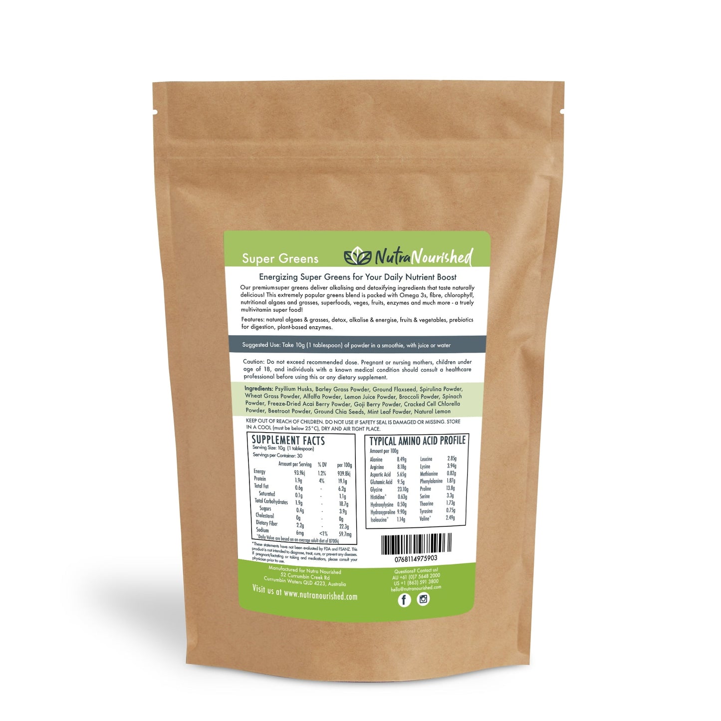 Super Greens Powder - Energising Superfood Blend - 300g