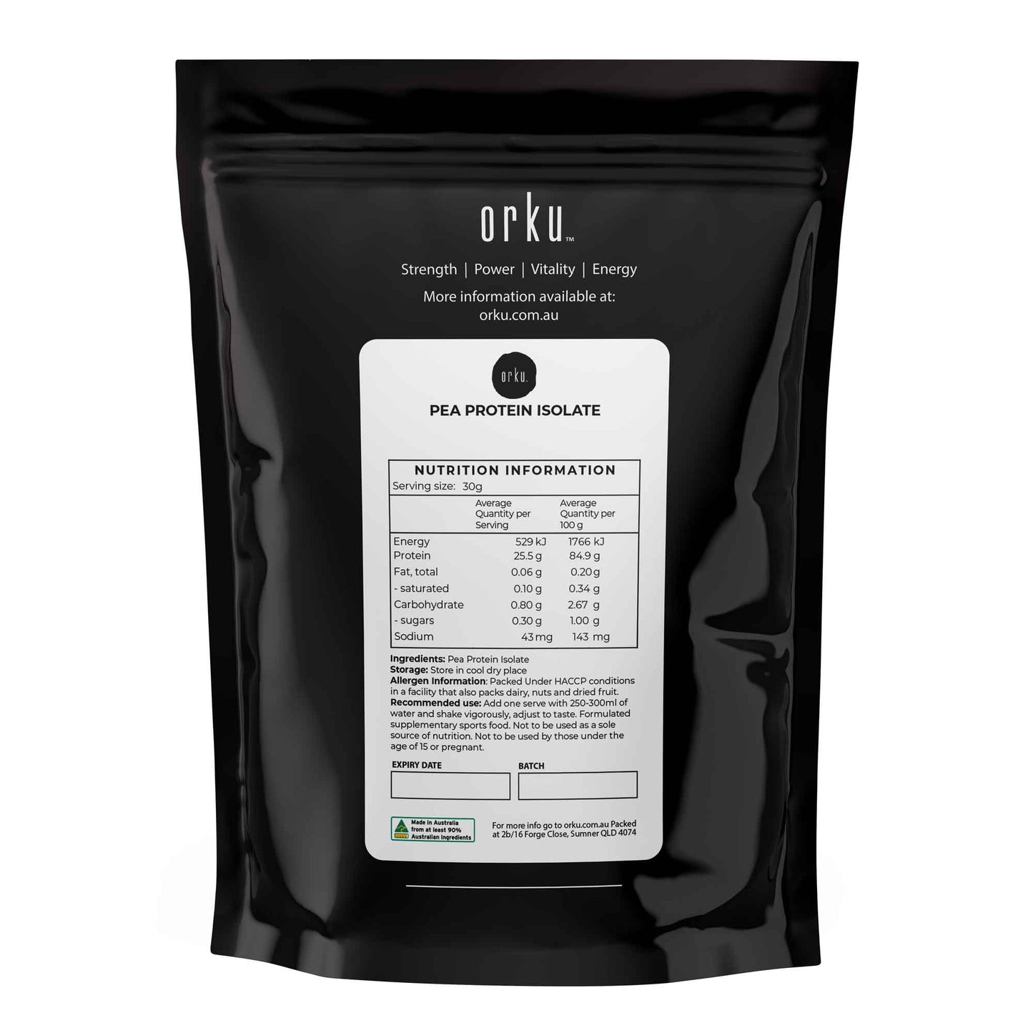 Pea Protein Isolate Powder - Plant Based Shake Supplement 400g