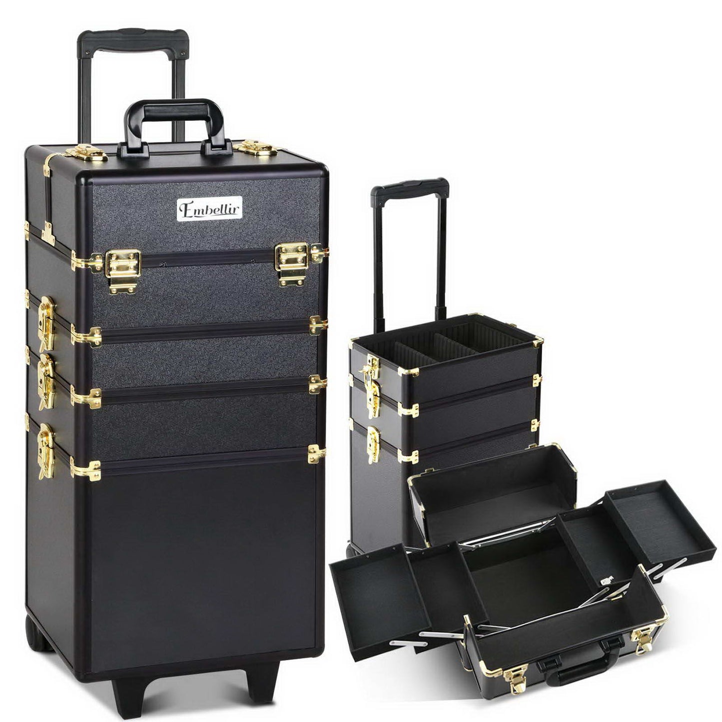 Embellir Beauty Trolley Organiser Case Black Gold