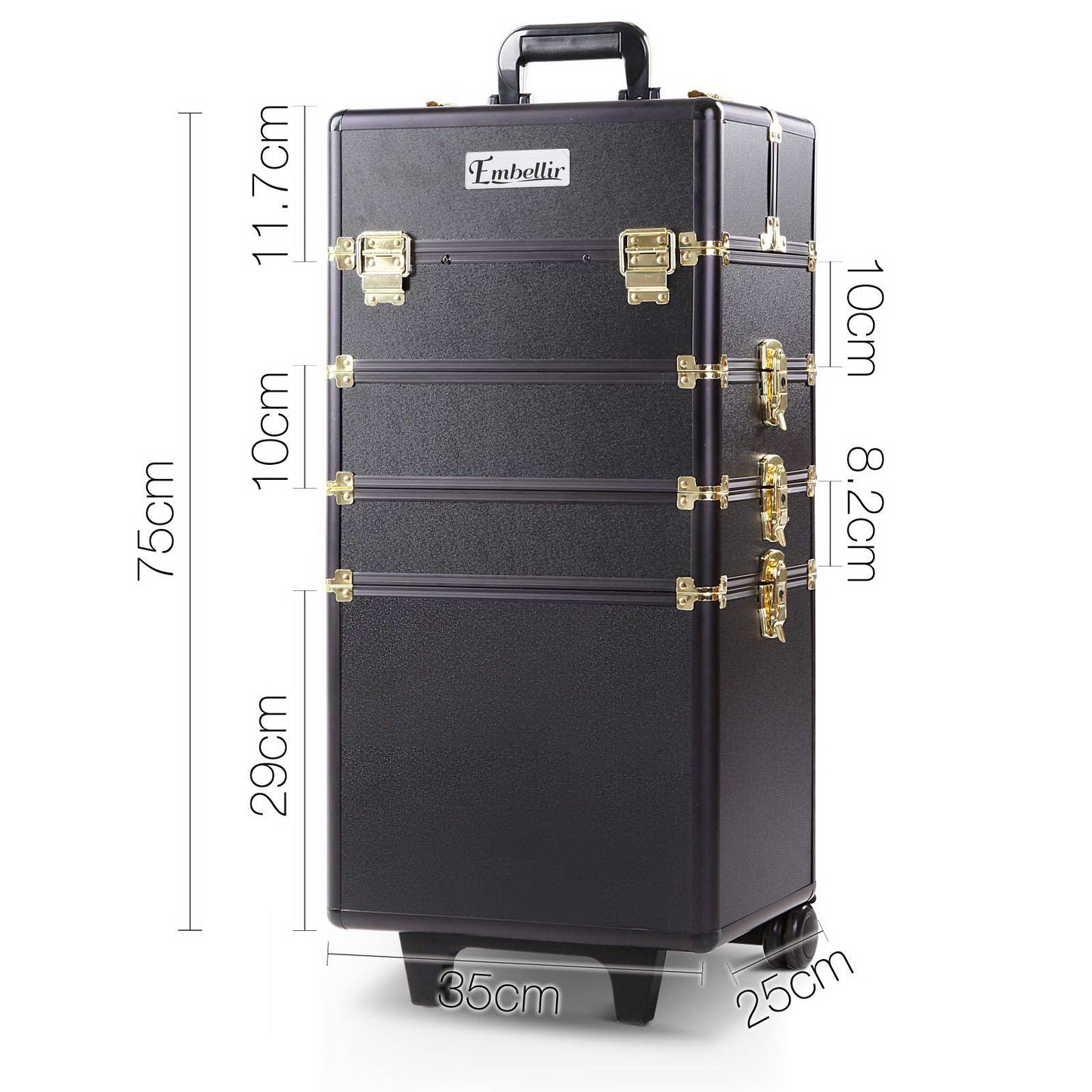 Embellir Beauty Trolley Organiser Case Black Gold