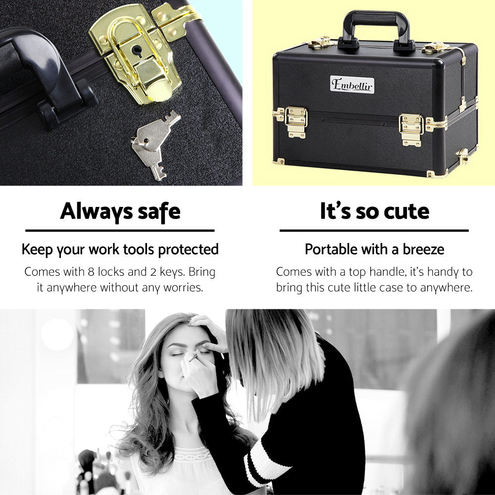 Embellir Beauty Trolley Organiser Case Black Gold
