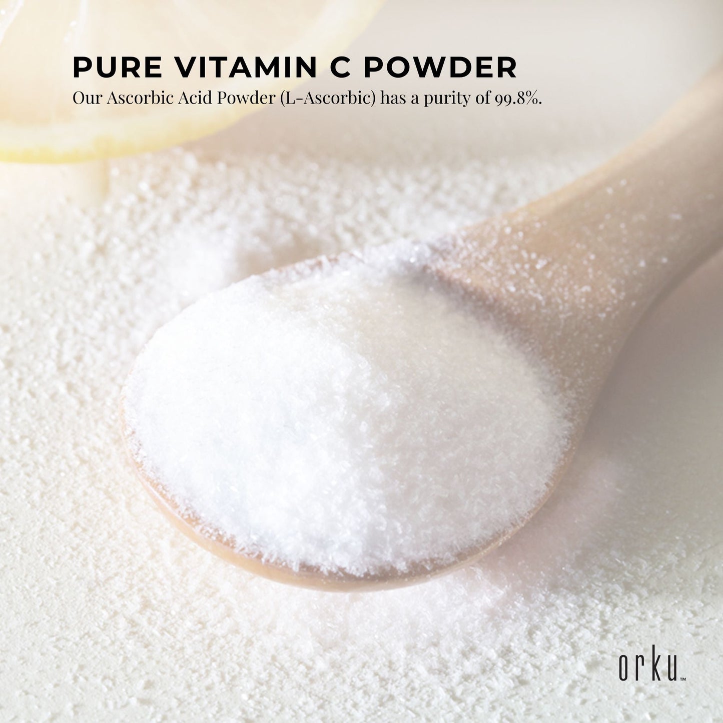 Orku Vitamin C Powder Pure L-Ascorbic Acid - USP Grade Non-GMO 400g